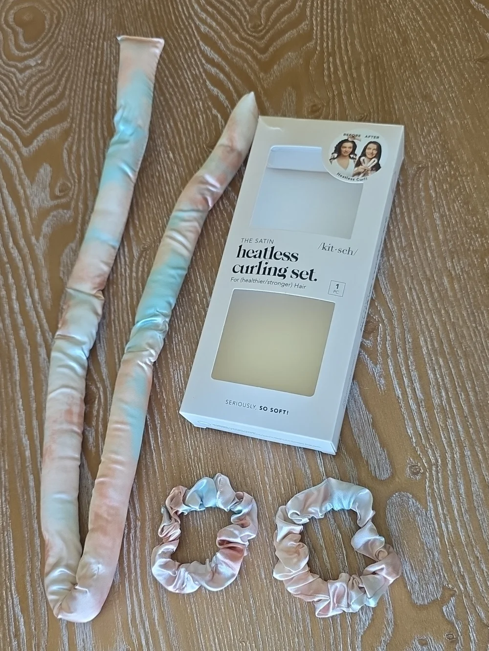 Kitsch Satin Heatless Curling Set - Pastel Marble